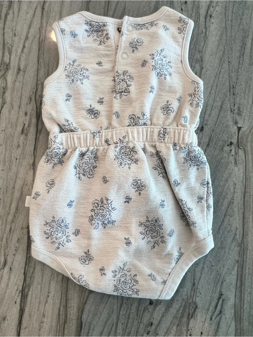 Carter's Sleeveless Floral One-Piece Romper - White with Blue Print